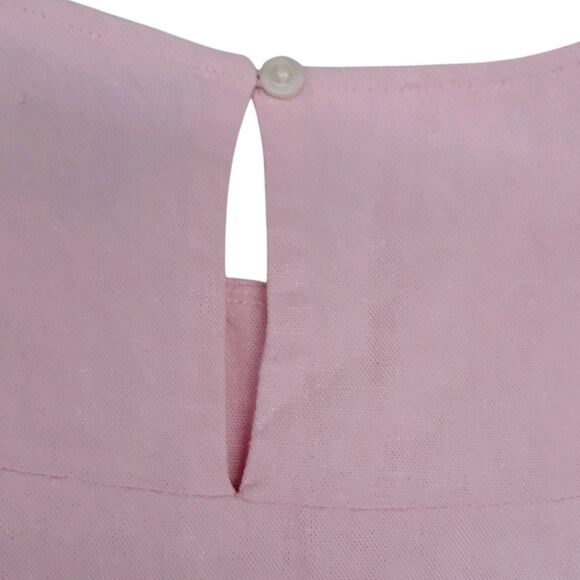 J. Crew Factory Dress Womens 6 Petite Pink Mini Linen Blend Ruffle Sleeve Tiered - Picture 6 of 11